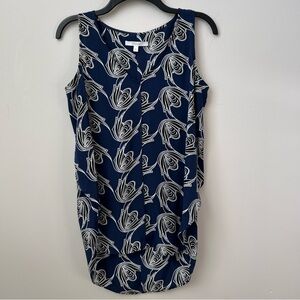 Derek Lam 10 Crosby 100% Silk Blue Floral V-Neck Sleeveless Blouse Side Slit 2